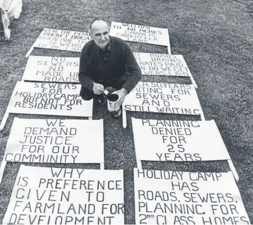 Man on a mission - Terry Kemp prepares notices ahead of the fight to get sewers connected at 60 Acres in 1974