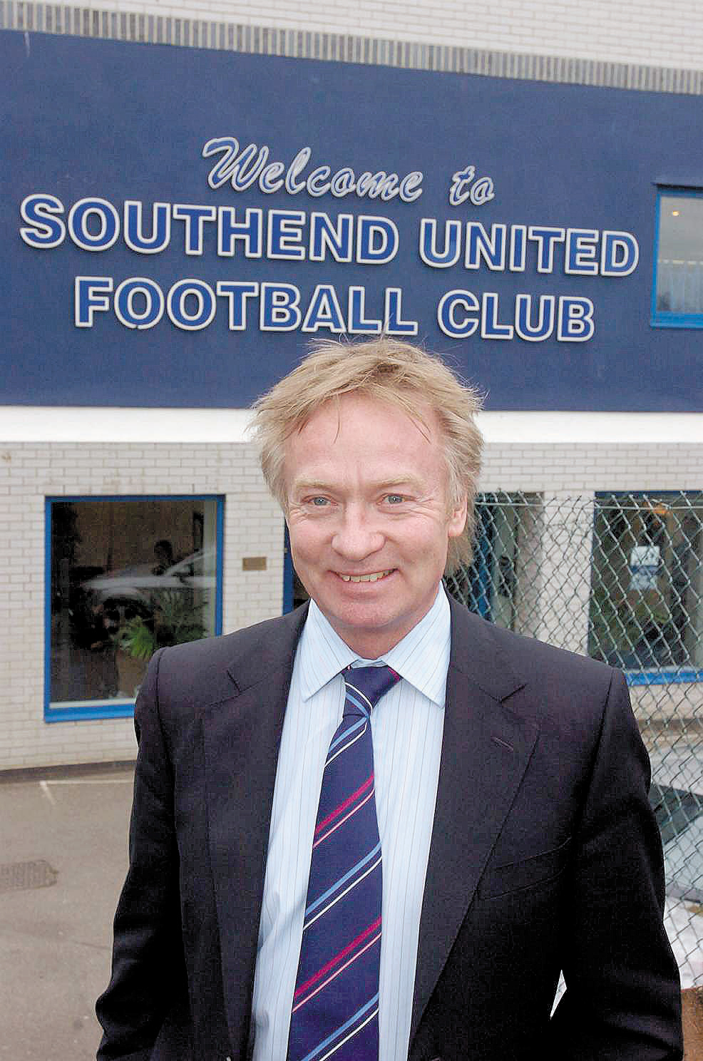 In charge - Shrimpers chairman Ron Martin outside Roots Hall in 2008