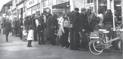 Queues - bread was scarce in November 1978 due to a bakers strike