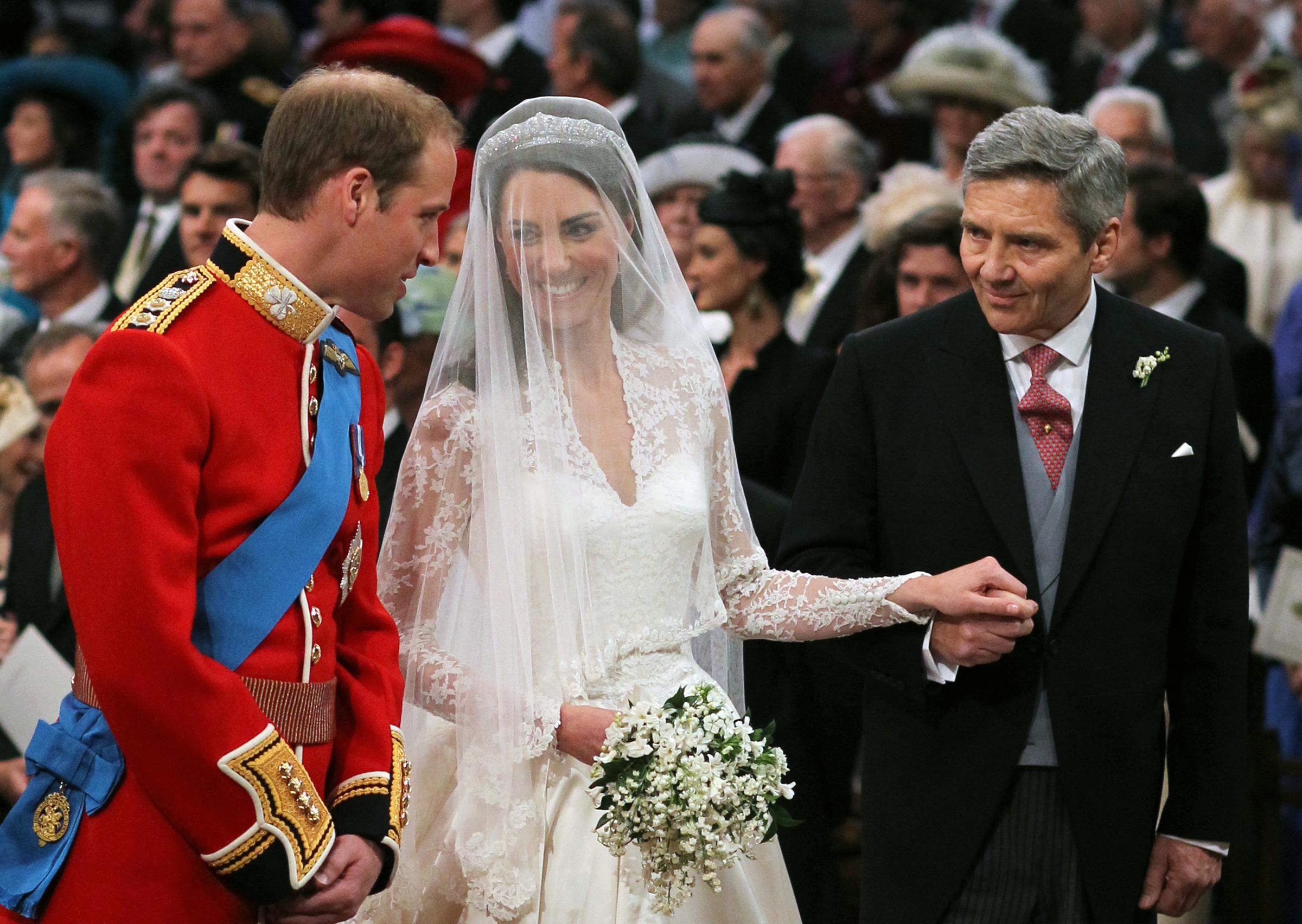 The big day - Prince William and Kate Middleton with her father Michael Middleton at Westminster Abbey