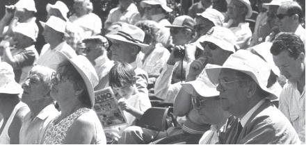 Shielding themselves from the sun - there are a lot of sun hats in this 1989 photo