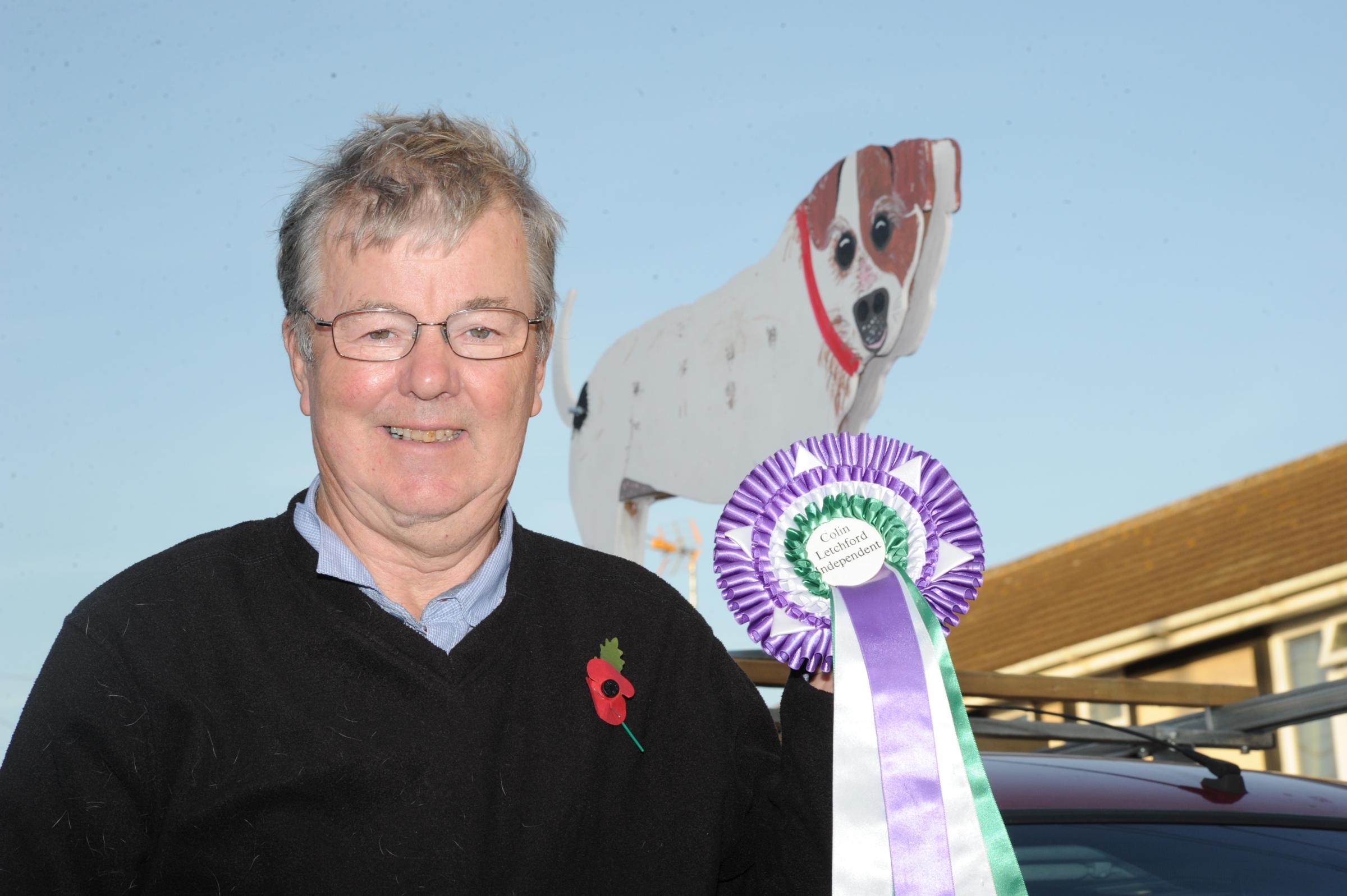 Fun - Colin Letchford won the Canvey East by-election in 2014 after campaigning with a dog cutout-style poster