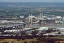 An aerial view looking towards Essex, of the Queen Elizabeth II (QEII) bridge, also referred to as the Dartford-Thurrock river crossing, at Dartford. Nick Ansell, PA Archive/PA Images.