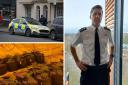 Deputy district commander of Southampton, Chief Inspector Marcus Kennedy, and photos of cannabis factories in the city.