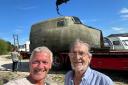 Home - Marc Willmott (L) and ex-British Air Ferries engineer Richard Walker (R) after bringing the last surviving Carvair cockpit back to south Essex