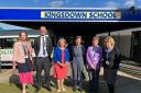 Visit - Baroness Diana Barran MBE with Anna Firth, Jackie Mullen, Helen Boyd, Jonathan Duffy, and Liz Hunt at Kingsdown School