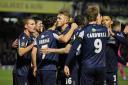 Well done - Southend United players congratulate Jack Bridge on his goal