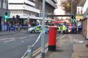 The police cordon in Chichester Road yesterday evening