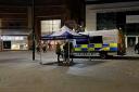 Station: police officers stationed in Southend High Street last night