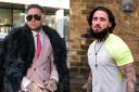 Released - Stephen Bear outside Chelmsford Crown Court in December 2022 (left) and leaving HMP Brixton today