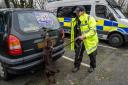 Nine vehicles were seized and checked by a police sniffer dog.