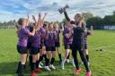 Winsford Academy's under 14s girls team celebrate winning the Cheshire Cup final