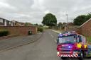 Incident - a Street View image of Thackeray Close and an image of a fire engine