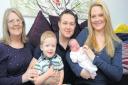Perfect delivery– Mother-in-law Hazel Copeland, Mark McQuade with son Gabriel and Penny with baby Elizabeth