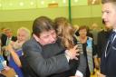 Stephen Metcalfe embraces his daughter after retaining the South Basildon and East Thurrock seat