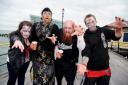 Laura Butler, Vicky Smith, Neil Smith, John Bingham on Southend Pier for the zombie walk