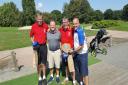 Triumphant - Fred Brand, far left, and Martin Cork, far right, with club professional Gary McCarthy and club captain Darren Knight