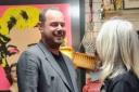 Danny Dyer enjoying his day in Westcliff shop with owner Sally Tyrie.