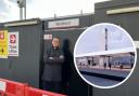 Abandoned project - Councillor George Jeffery outside the planned redeveloped station