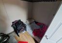 A sleeping arrangement discovered in a shed behind Neyzen Restaurant