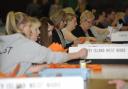 Eyes down – scenes from the last Castle Point Council election count, at Waterside Farm