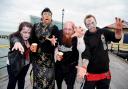 Laura Butler, Vicky Smith, Neil Smith, John Bingham on Southend Pier for the zombie walk