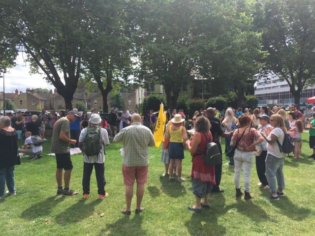 The beginning of the protest in Warrior Square park 