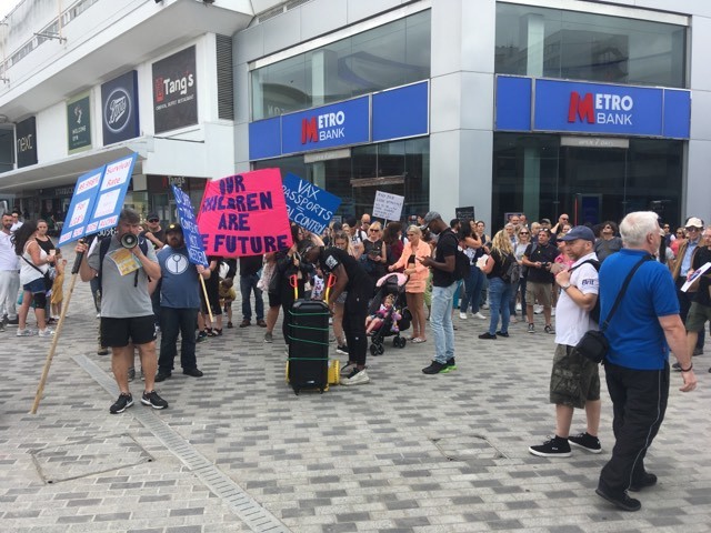 The protestors in Southend 