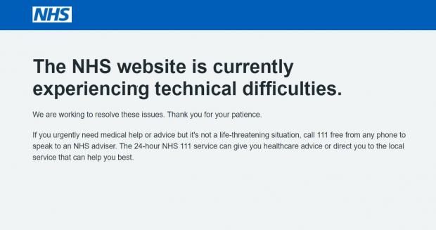 Echo: NHS booster website was experiencing technical issues (Screengrab) 