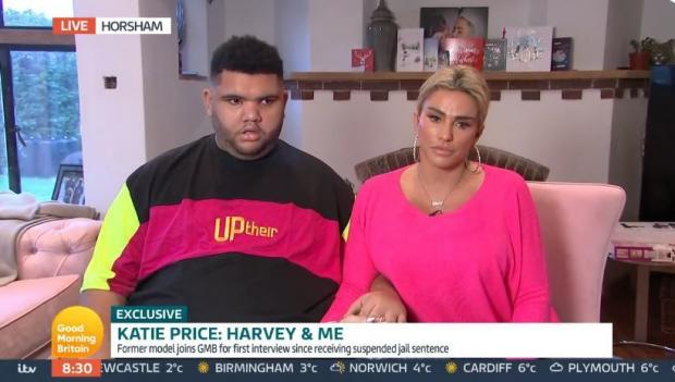 Echo: Katie Price with her son Harvey on Good Morning Britain