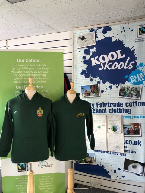 Ethically sourced - Southend High School for Boys hoodies on show.