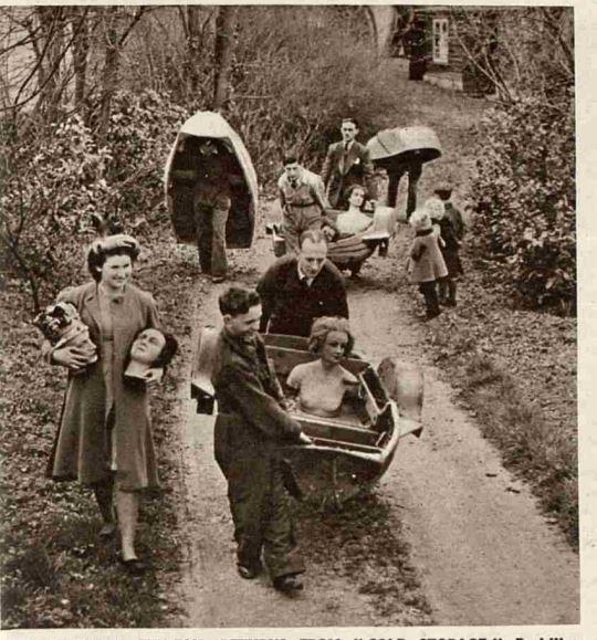 Echo: This photo from March 1945 shows Southenders retrieving their paddling boats and funfair equipment from their dusty storage places. 
