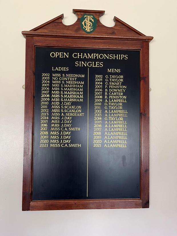 Echo: Honours board - Ryan Peniston won the club championships back in 2008