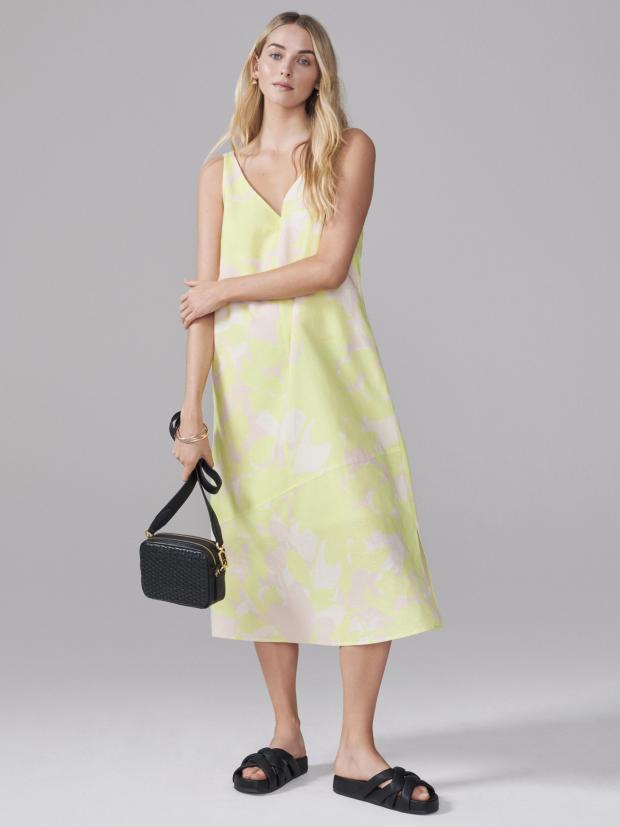 Echo: Linen Rich Floral V-Neck Midi Slip Dress. Credit: M&S