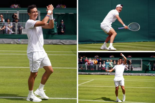Delighted - Wakering's Ryan Peniston celebrates his first round win at Wimbledon