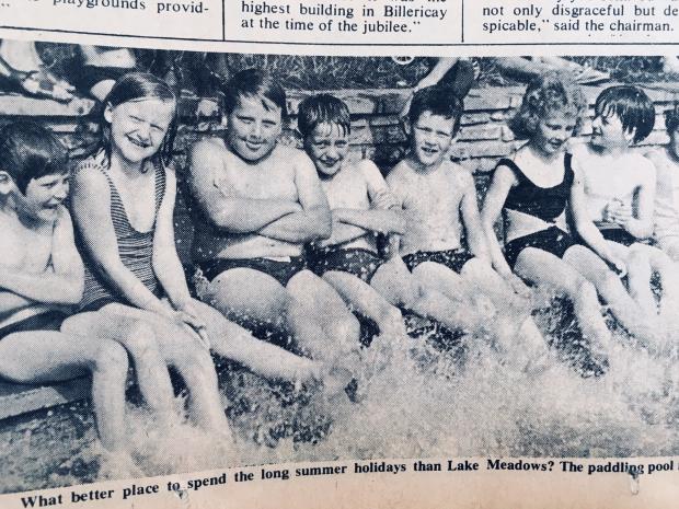 Echo: Kids cool off in the Lake Meadows paddling pool in Billericay during the 1970s