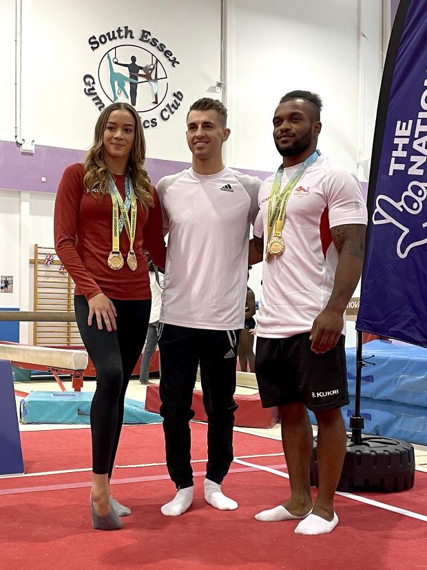 Echo: Max Whitlock (centre), Georgia-Mae Fenton (left) and Courtney Tulloch at the South Essex Gymnastics Club (PA)
