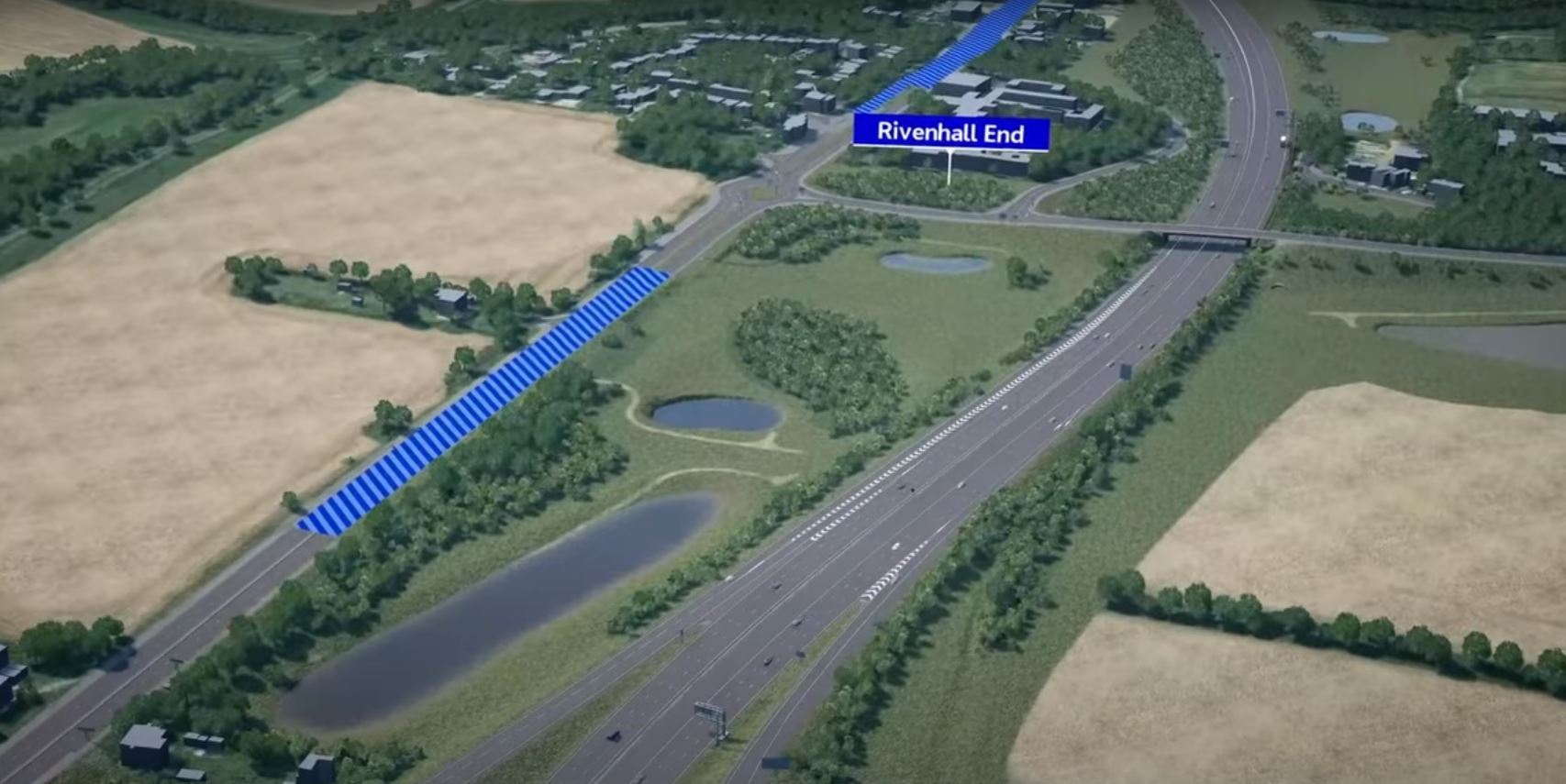 At the new junction 22 a new bypass will be created with three lanes in each direction. The existing A12 will become a local road and subject to further engagement handed back to Essex County Council