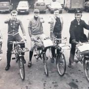 Thumbs up - Basildon postmen start a sponsored bike ride in 1981