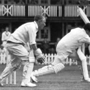 Behind the stumps — Trevor Bailey playing cricket around 1980