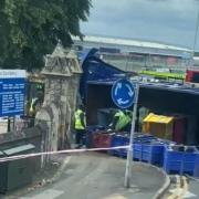 Emergency services were seen clearing the road following the crash