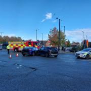 Emergency services on scene of crash at Hamlet Court Road junction
