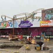 Hard Work - Building continues in chilly conditions for Adventure Island's new drop tower