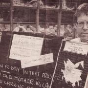 Roger Shinn pictured outside his butcher's shop in 1993.