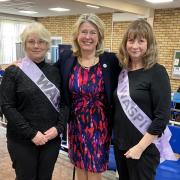 Determined - South Essex WASPI campaigners Frances Neil and Deborah Dalton with Southend MP Anna Firth (middle).