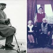 Titanic survivors - Gus Cohen from Southend (left) and Mike Davies pictured with Eva Hart and two other Titanic survivors (right)