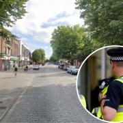 Location - a Street View image of Brentwood High Street and an inset image of a police officer