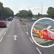 'Air ambulance lands' as major south Essex road is blocked near leisure centre