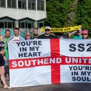 Concerned - Southend United fans outside the Civic Centre
