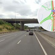 Traffic delays - an image of the M25 and an inset image of the traffic control map